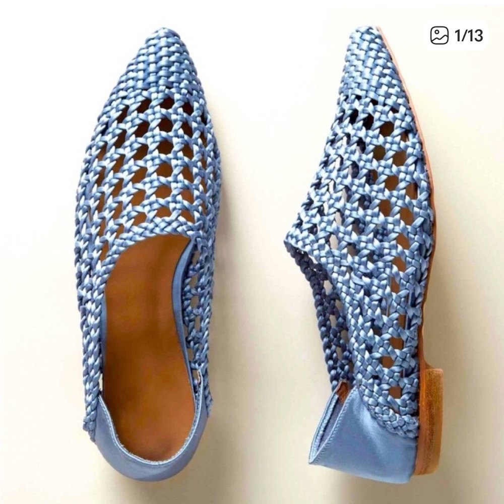 Anthropologie Bibilou Woven Blue Flats
